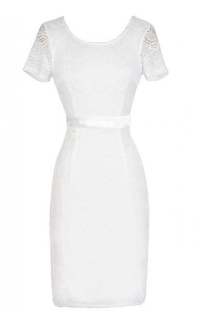 Lace Pinup Fitted Dress in Ivory